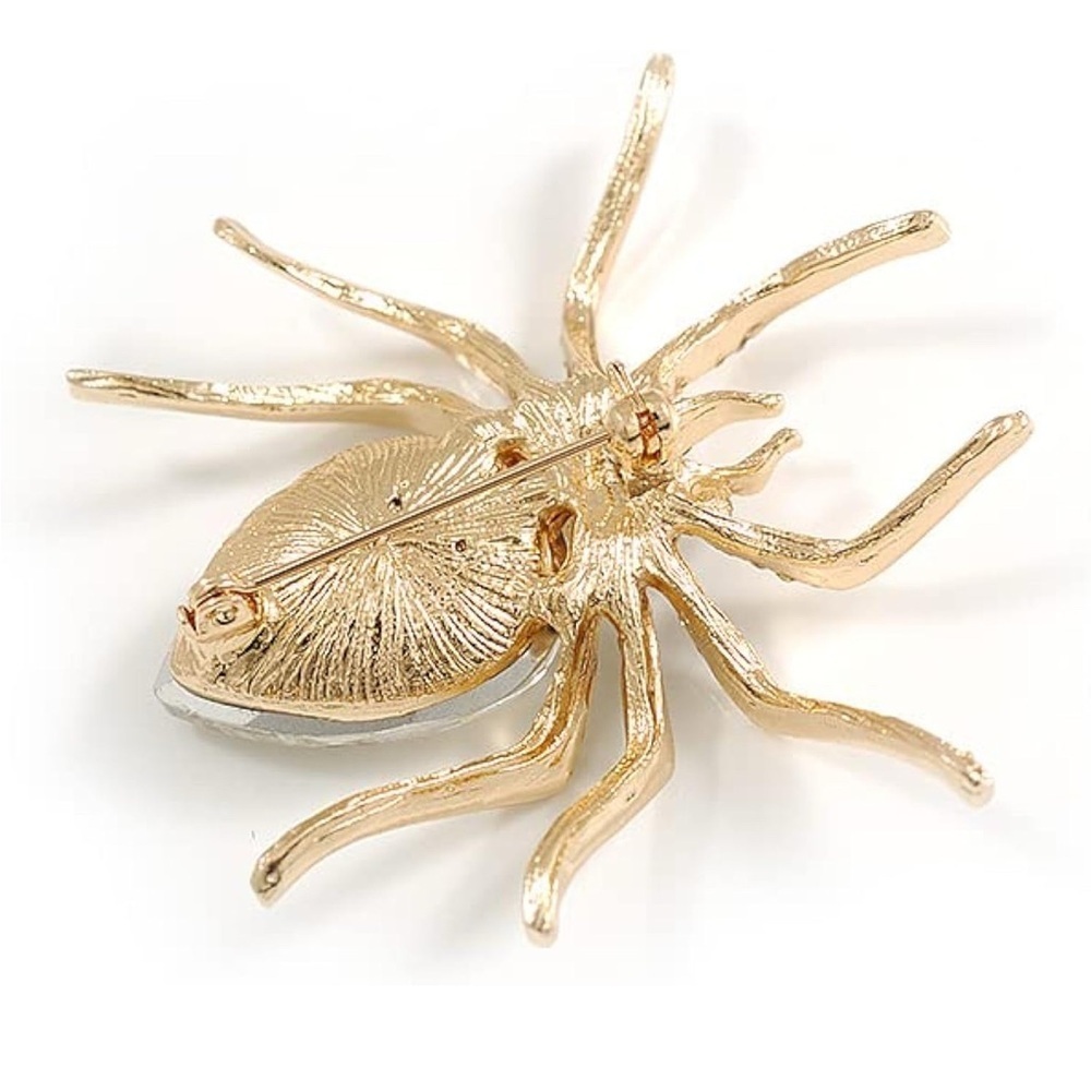 Elegant Gold Purple Spider Brooch Crystal statement accessory - Picture 3 of 3